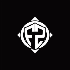 FZ Logo monogram isolated circle rounded with compass shape