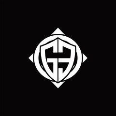 GE Logo monogram isolated circle rounded with compass shape