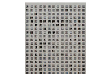 Facade with windows of an unfinished building, closeup house