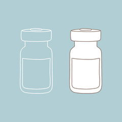 Outline vaccine vials. Medical, realistic, vector illustration.