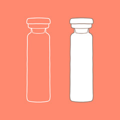 Outline vaccine vials. Medical, realistic, vector illustration.