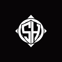 SH Logo monogram isolated circle rounded with compass shape