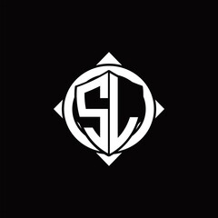 SL Logo monogram isolated circle rounded with compass shape
