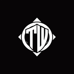 TW Logo monogram isolated circle rounded with compass shape