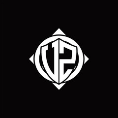 VZ Logo monogram isolated circle rounded with compass shape