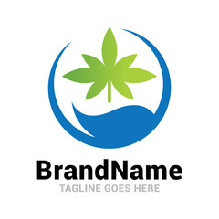 Cannabis hemp oil marijuana logo icon vector template with gradient color collection.