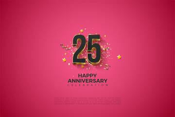 Aniversary 25 background with 3D numbers and gold as the coating.