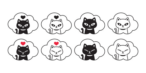 cat vector kitten heart icon cloud calico pet cartoon character symbol scarf illustration doodle design