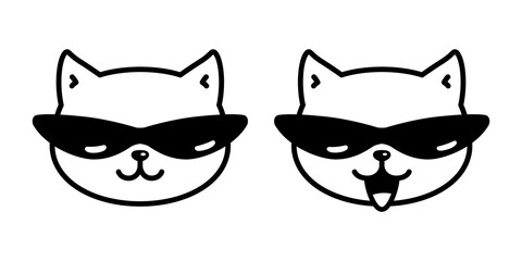 cat vector kitten sunglasses calico icon pet cartoon character symbol scarf illustration doodle design