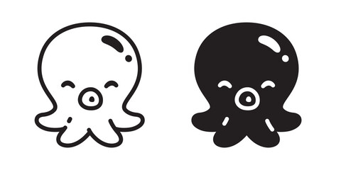 Octopus vector icon fish salmon tuna cartoon symbol illustration design