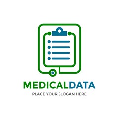 Medical data vector logo template. This design use stethoscope symbol. Suitable for hospital or health business.