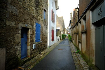 In the street of the city of Guerande (a place where is produced salt). West of France, december 2020