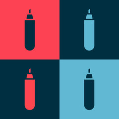 Pop art Marker pen icon isolated on color background. Vector Illustration.