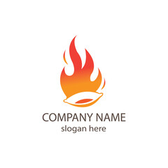 Wok fire logo vector design color illustration
