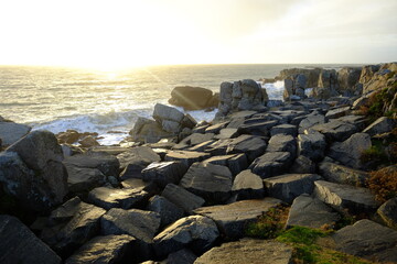 The granit coast at le Croisic, on the atlantic coast in the west of France. (december 2020)