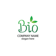 bio logo illustration leaf design writing design vector