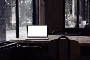 Blank screen laptop computer and Working with mobile device screen template