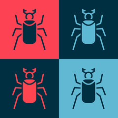 Pop art Beetle bug icon isolated on color background. Vector.
