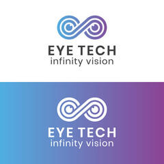 modern color infinity vision, technology visual logo can be used camera, spy, detective, cinematic symbol with two versions