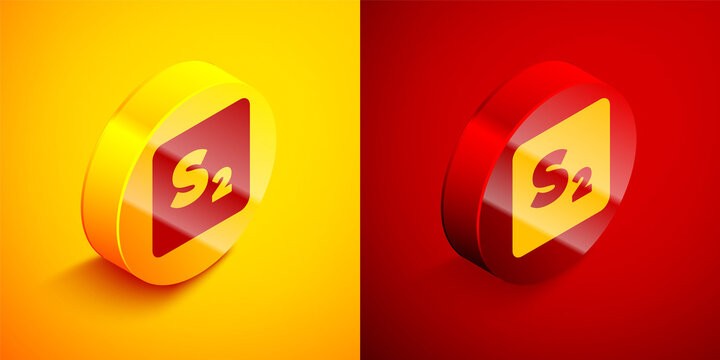 Isometric Bingo icon isolated on orange and red background. Lottery tickets for american bingo game. Circle button. Vector.