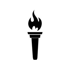 Burning torch with fire icon isolated on white background