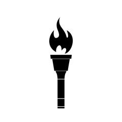 Burning torch with fire icon isolated on white background