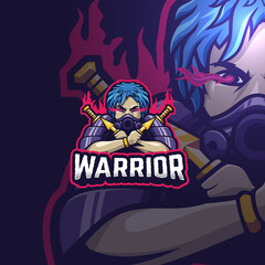 Warrior youth esport gaming logo template