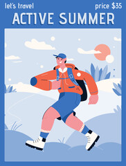 Vector poster of Active Summer and Lets travel concept