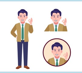 Young man in green tie