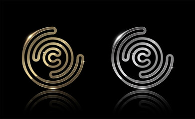 Gold and Silver Circle Shape, Exclusive, Premium, Luxury, Creative Design, Vector illustration.