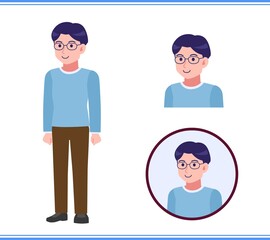 A smart young man with round glasses