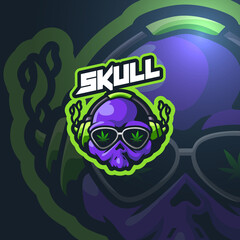 Skull cannabis esport gaming logo template © amrikhsn