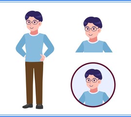 A smart young man with round glasses