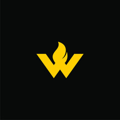 letter w fire flame logo