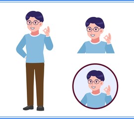 A smart young man with round glasses