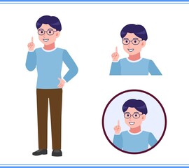 A smart young man with round glasses