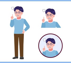 A smart young man with round glasses