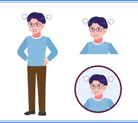 A smart young man with round glasses