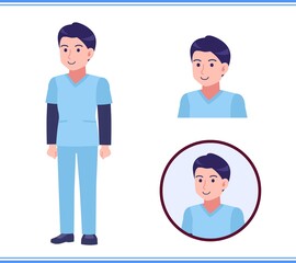 Male medical staff dressed in blue