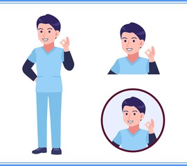 Male medical staff dressed in blue