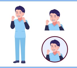 Male medical staff dressed in blue