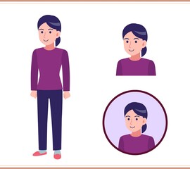 Young woman dressed in purple