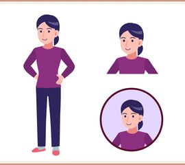 Young woman dressed in purple