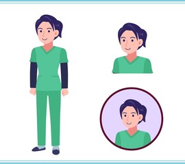 Young female nurse in green clothes