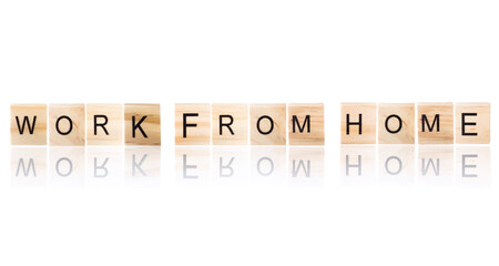 Work from home wooden word.