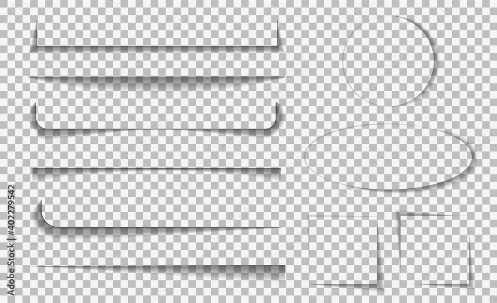 Poster page line divider. shadow lines border for design web page or paper sheet on transparent background.