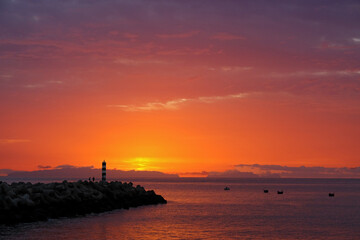 Orange glow sunrise, Funchal, Madeira Island, Portugal