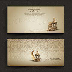 set of islamic greeetings ramadan kareem cards design template