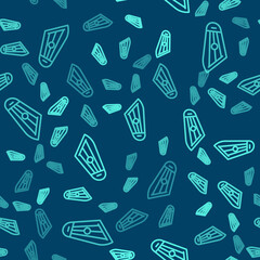 Green line Musical instrument kankles icon isolated seamless pattern on blue background. Vector.