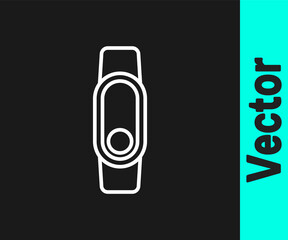 White line Smartwatch icon isolated on black background. Vector.